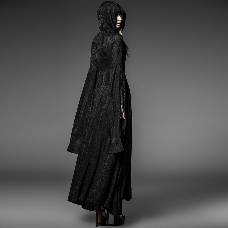 Black Sexy Oversized Hooded Gothic Trench Coats For Young Women ...
