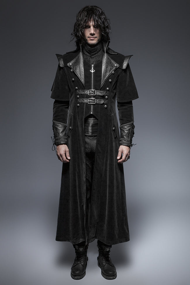 Military Black Leather Long Gothic Trench Coats With Belts– Punkravestore